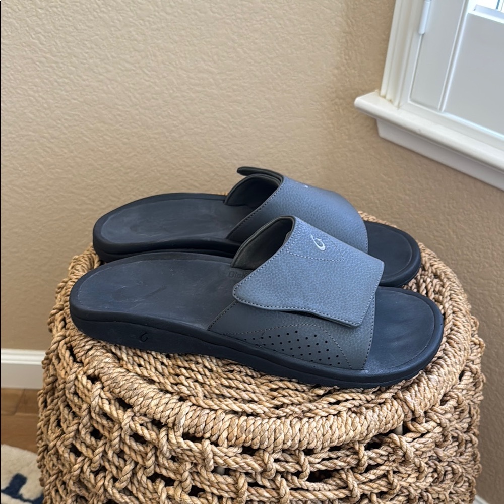 Olukai Men's Nalu Charcoal Slide Sandals